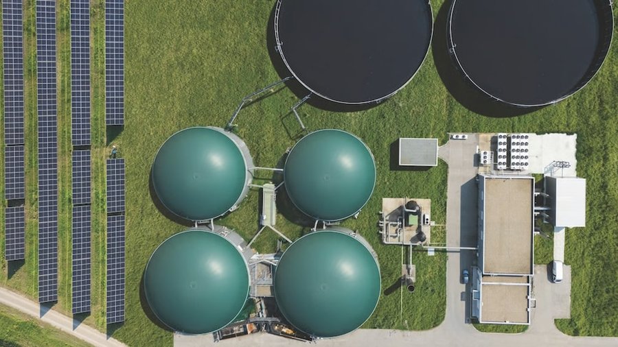 Aerial view of biomass energy facility